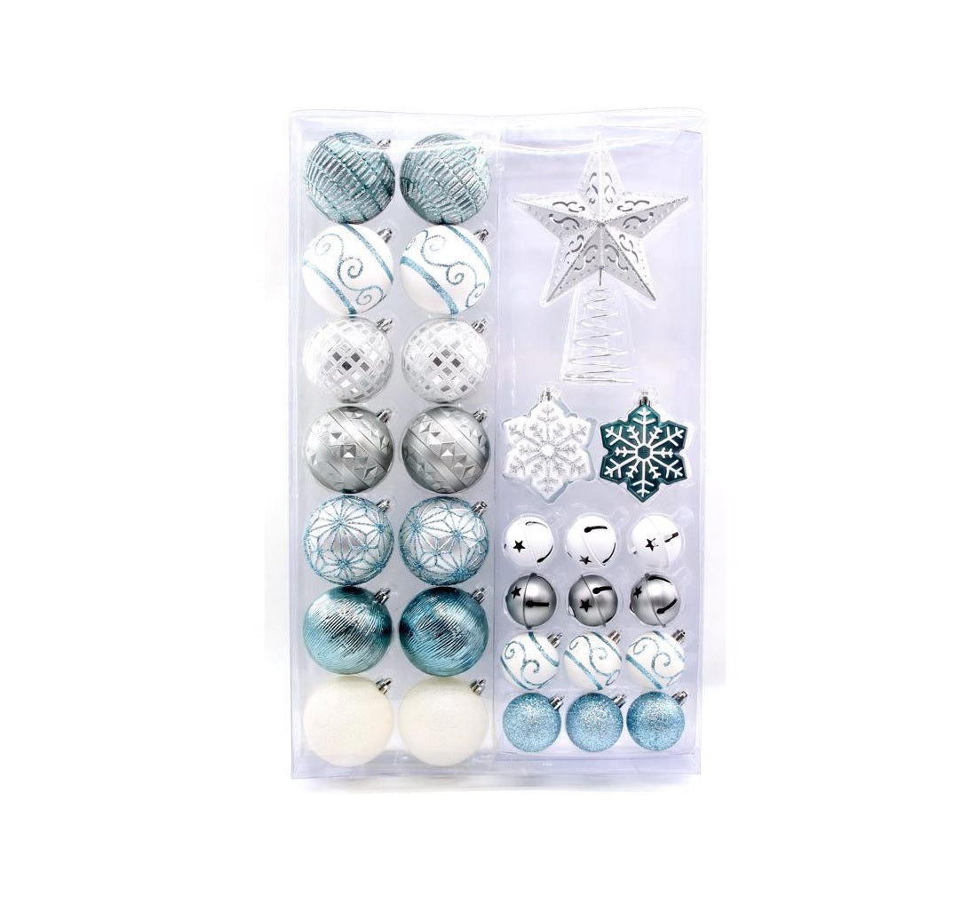 Celebrations C-23159 C Frosty Christmas Ornaments, Blue/White