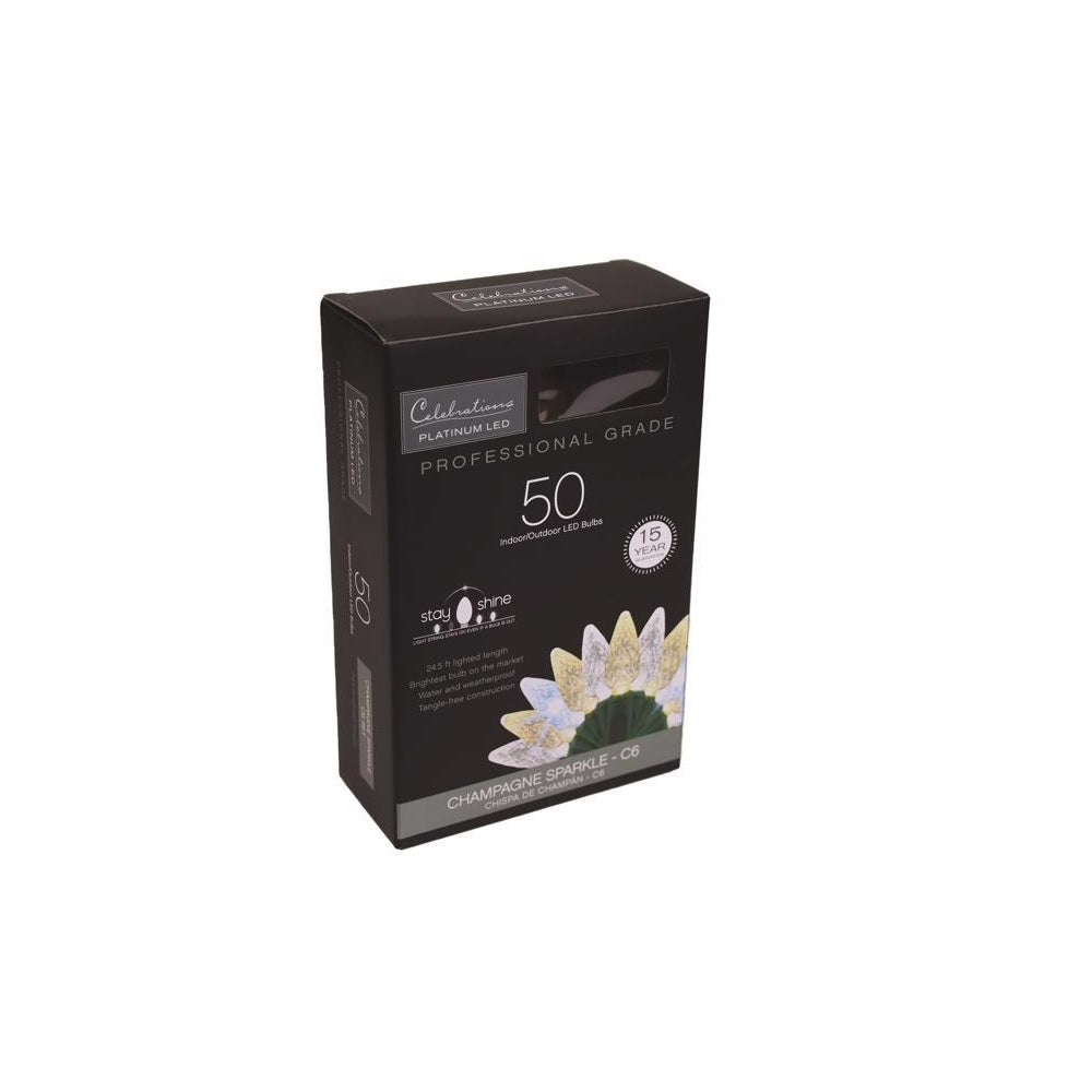 Celebrations C650CHSA Platinum LED C6 String Christmas Lights, 50 Lights