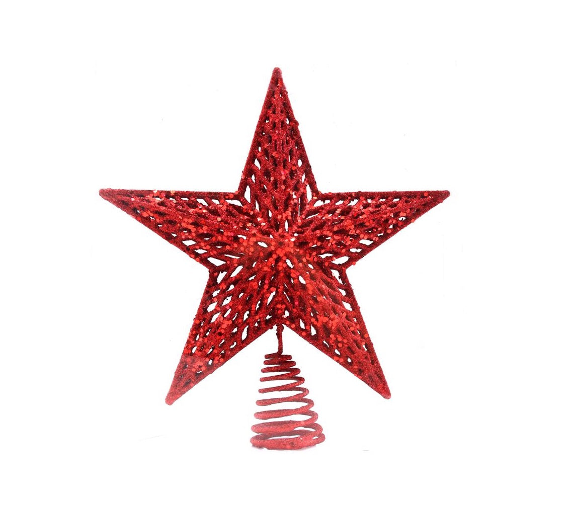 Celebrations C-2115E1 Glitter Star Tree Topper, Red, 12 Inch