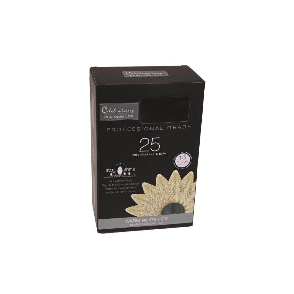 Celebrations C925FWWA Platinum LED String Christmas Lights, 25 Feet
