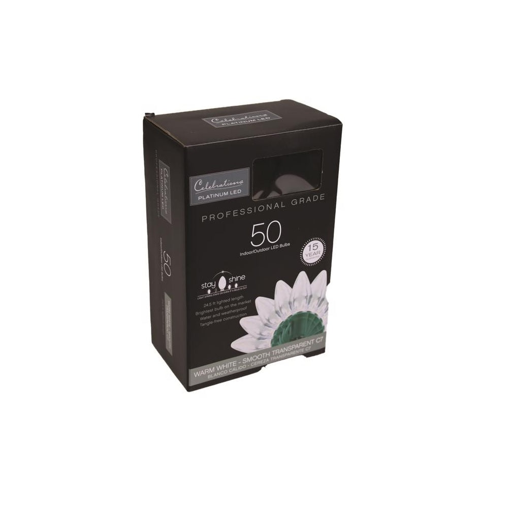 Celebrations C750TWWA Platinum LED C7 String Christmas Lights, 25 Feet