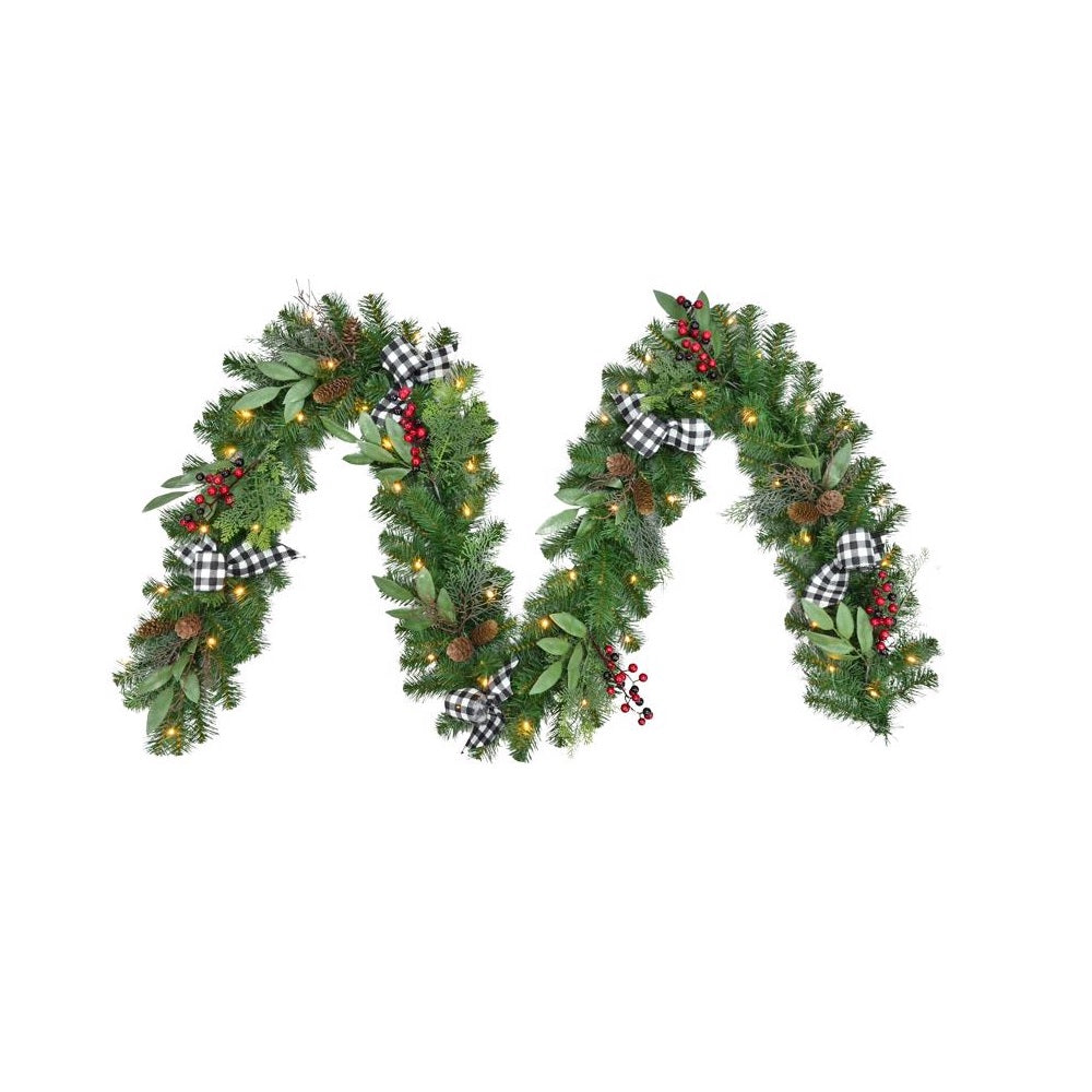 Celebrations DBCSGRL9WWA LED Decorated Christmas Garland, 9 Feet