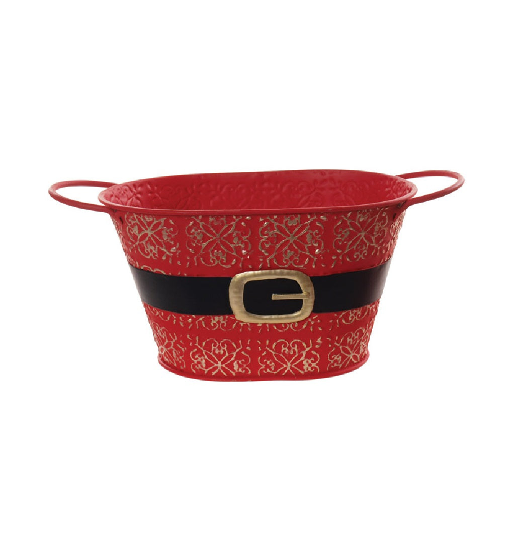 Celebrations D9180422 Christmas Santa Belt Bucket, Metal