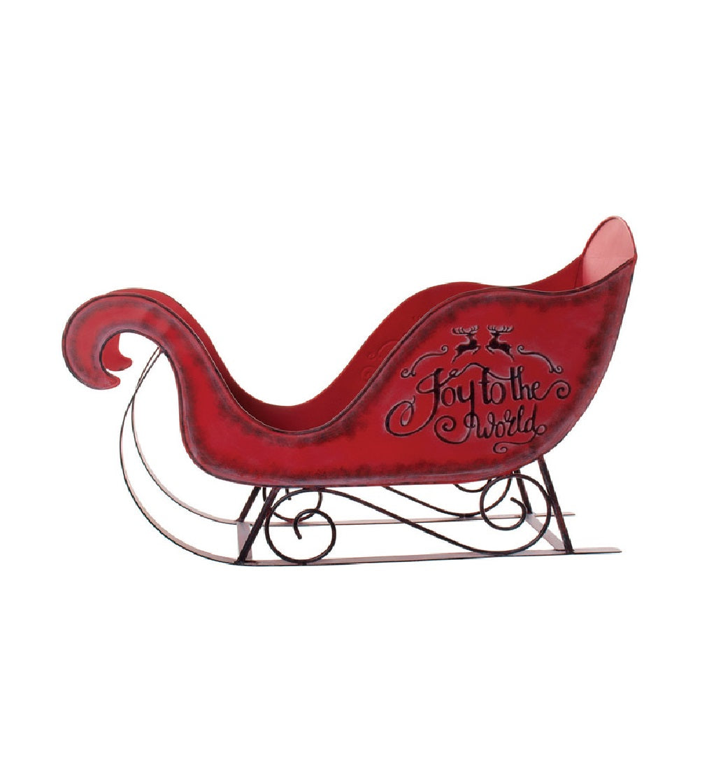 Celebrations D9180464 Sleigh Christmas Decor, Metal, Red, 15" L