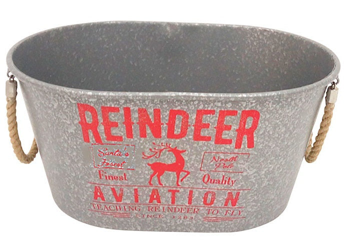 Celebrations GM16342A Christmas Reindeer Aviation Bucket, Grey