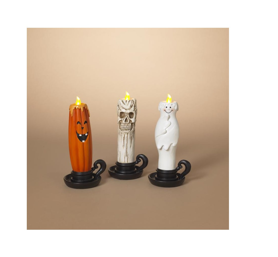 Celebrations 2589860 Ghost, Skull, Ghost Candle Halloween Decor, Resin