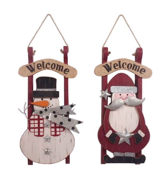 Celebrations JK32169 Christmas Welcome Wall Art, Red & White, MDF