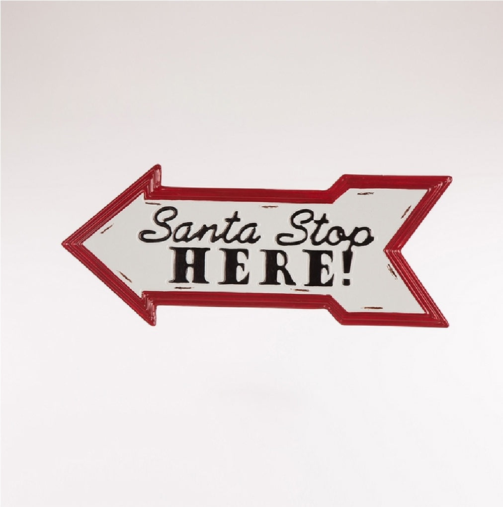 Celebrations JK48710 Enamel Christmas Santa Stop Here Arrow Sign