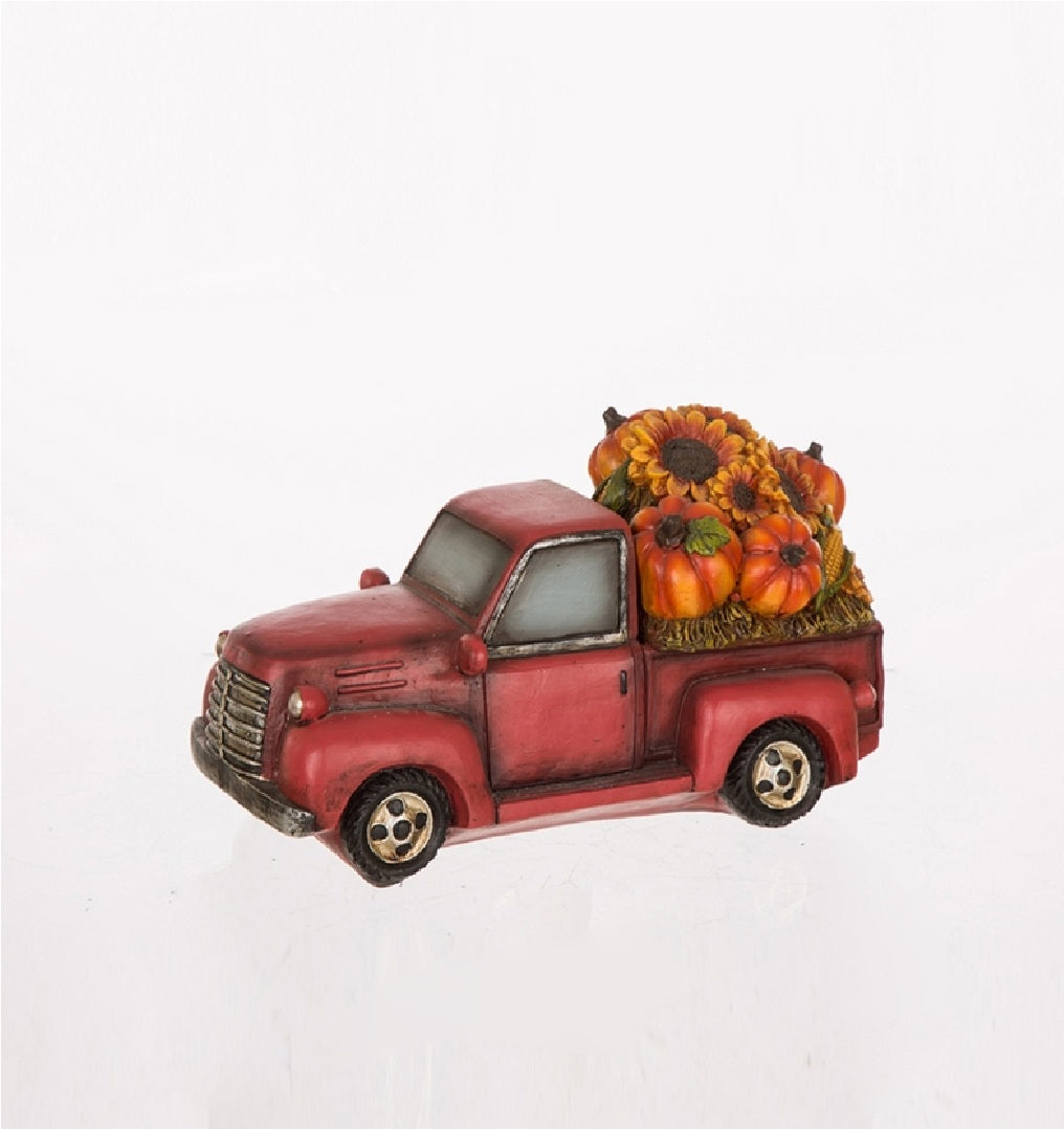 Celebrations JK48866 Pick-up Truck With Pumpkins Fall Decoration, Resin