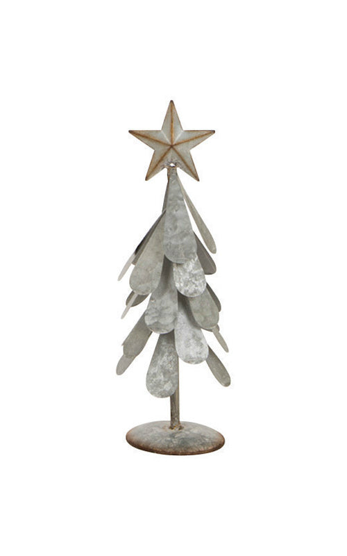 Celebrations JK35634S Christmas Tree Small Tabletop Decoration, Galvanized, Silver