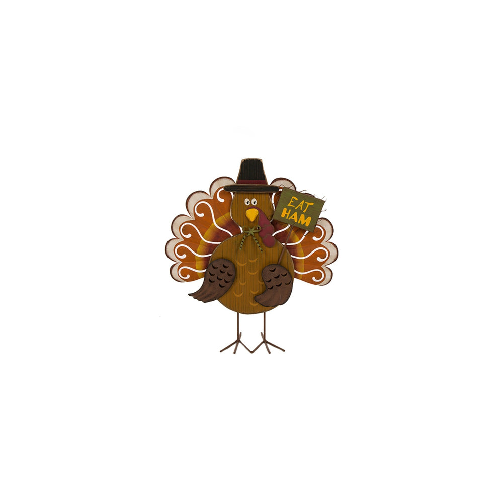 Celebrations JK34532 Turkey Eat Ham Sign Fall Decoration