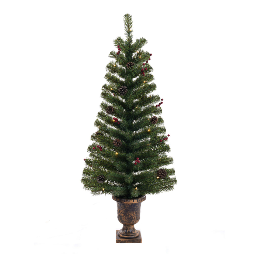 Celebrations J40-135-35LC Clear Prelit Potted Christmas Tree, 4 Ft