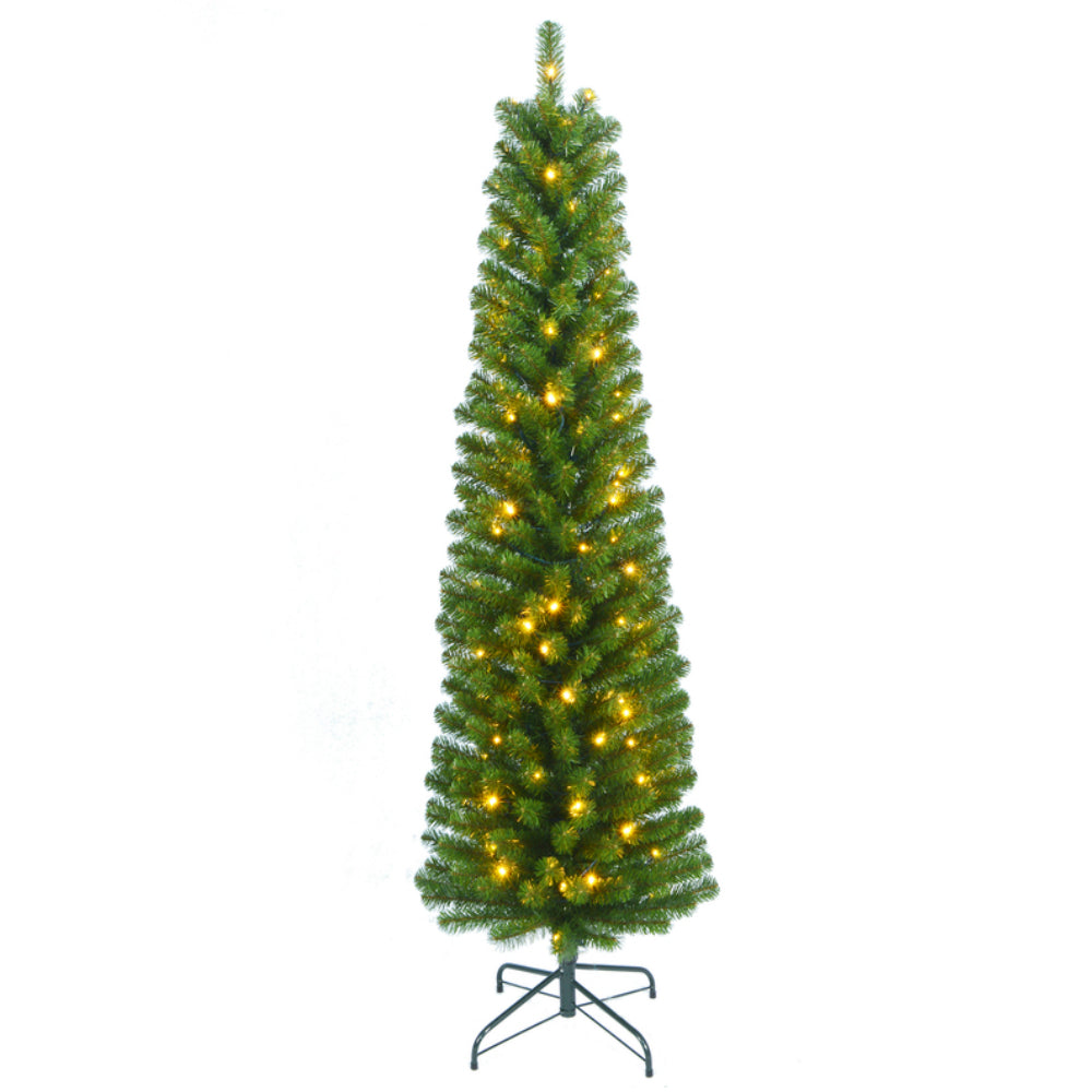 Celebrations J60-297-100 Prelit Pencil Artificial Christmas Tree, 6 Ft