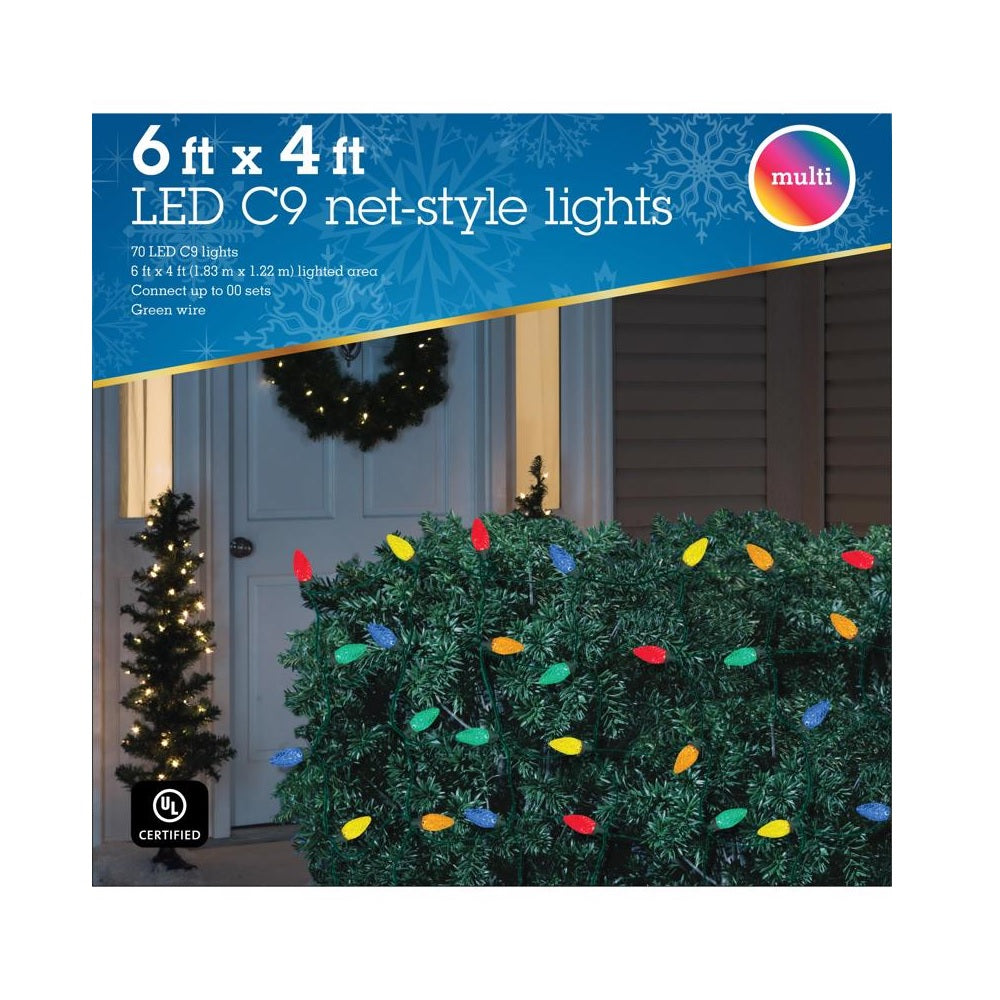 Celebrations 46061-71 LED C9 Net Christmas Lights, Multicolored