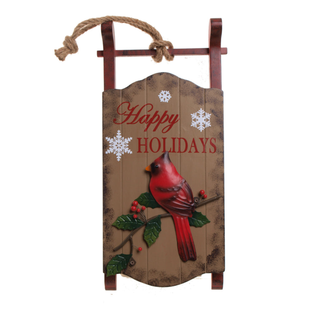 Celebrations MC55170400 Happy Holidays Sleigh With Cardinal Ornament