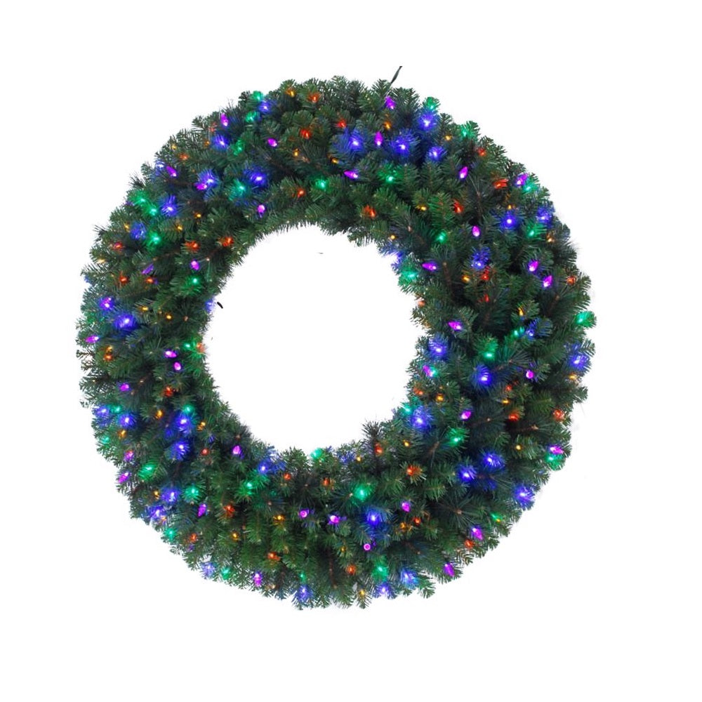 Celebrations MPWR26WAC6MUA Platinum LED Mixed Pine Christmas Wreath, 26 Inch