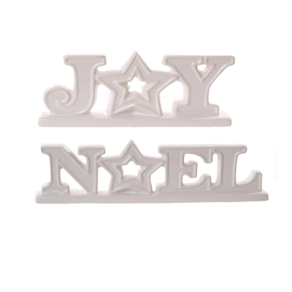 Celebrations RC-A46C181089 Joy/Noel Words Holiday Decoration, White