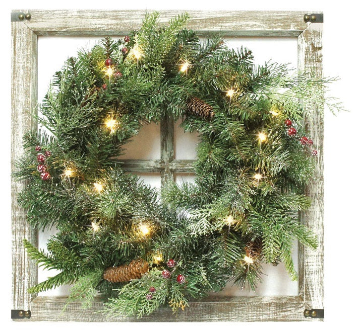 Celebrations STSU710148AC3 Prelit Green Wreath, Green, 24" Dia