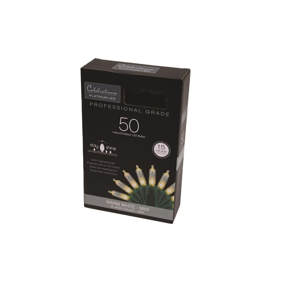 Celebrations T550WW6A Platinum LED T5 String Christmas Lights, Warm White