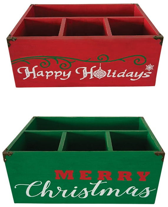Celebrations TXW0426 Christmas Compartment Crate, Green & Red