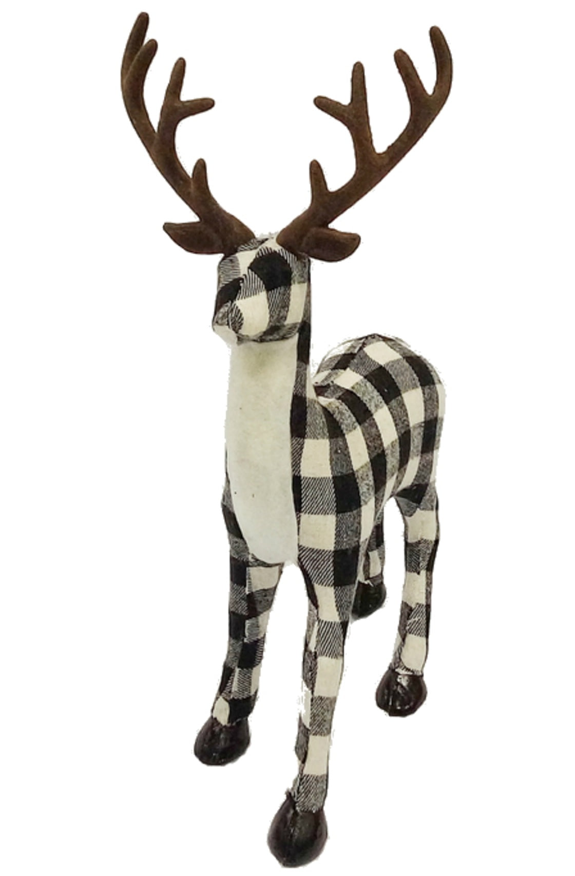 Celebrations XF27084 Stuffed Plaid Reindeer Christmas Decor, Black/White
