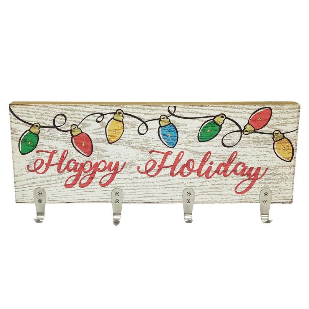 Celebrations XW07088B Light-Up Happy Holiday Sign With Hooks, Multicolored