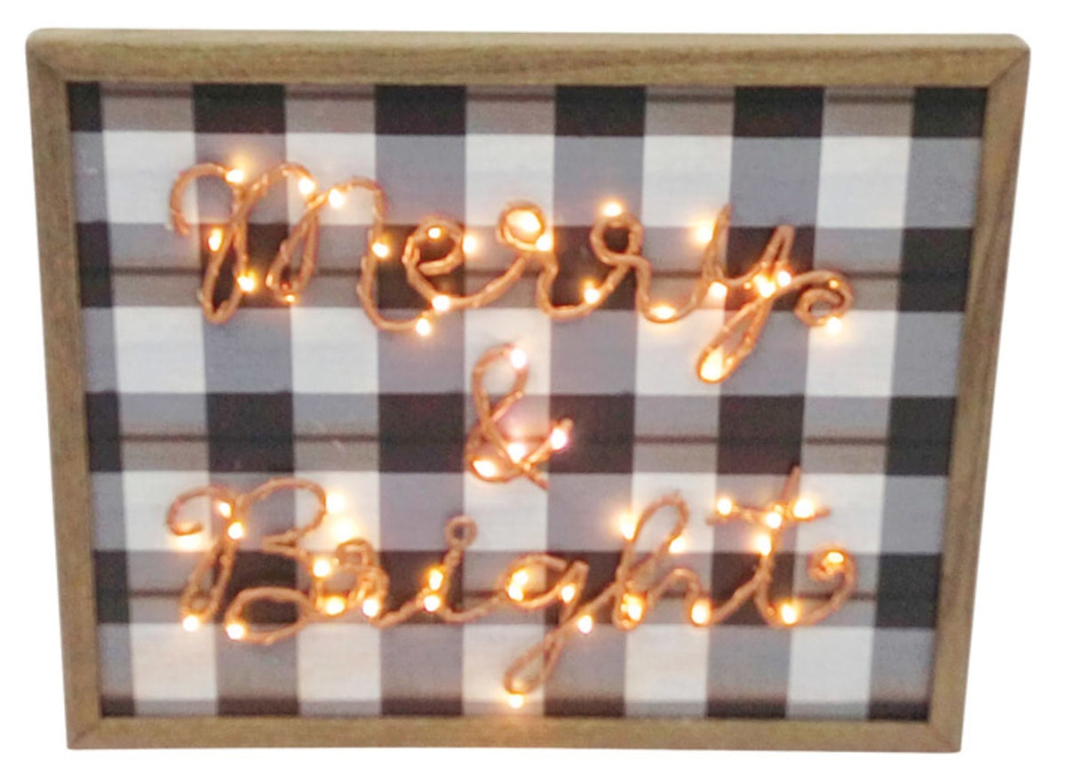 Celebrations XW37243 Merry & Bright Light-up Christmas Sign, MDF