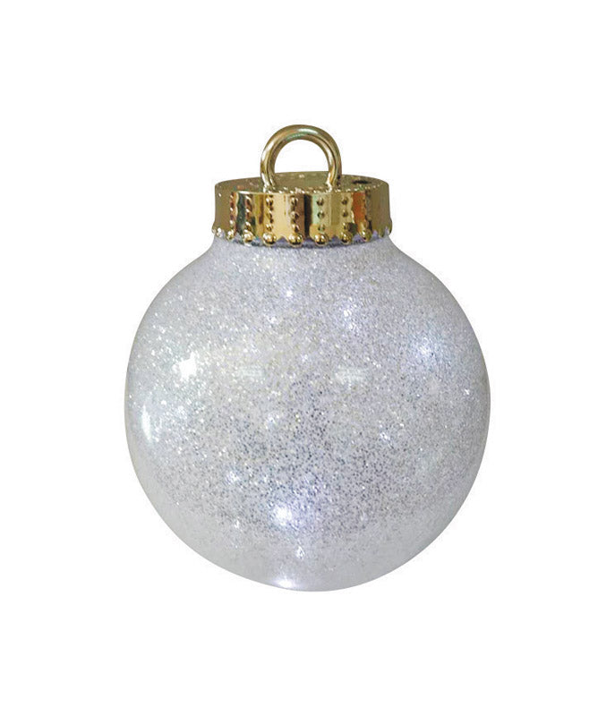 Celebrations 59892-71 Christmas LED Glitter Ornament Decoration, Plastic, White