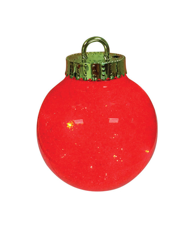 Celebrations 59890-71 Christmas LED Glitter Ornament Decoration, Plastic, Red