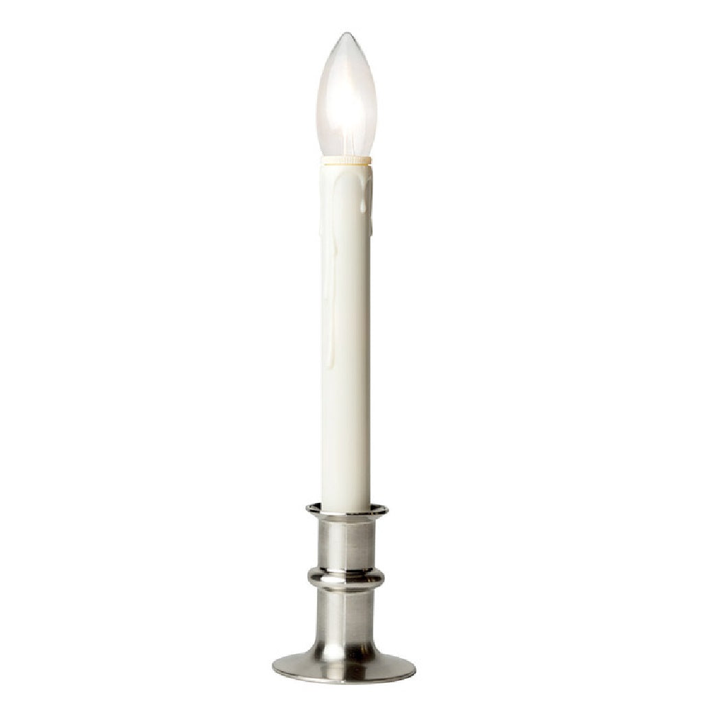 Celestial Lights P-1524-BNI Battery Operated LED Window Candle, White and Silver
