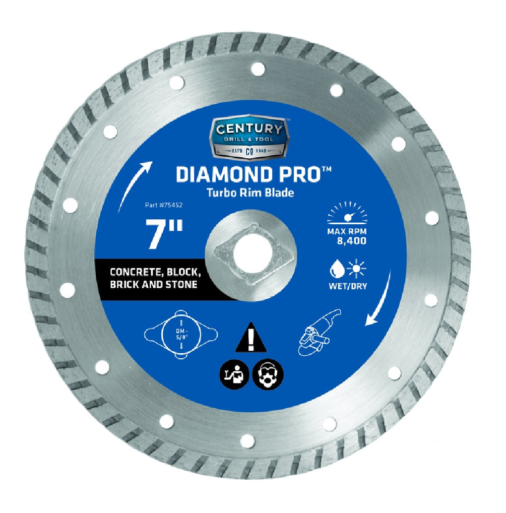 Century Drill & Tool 75452 Turbo Diamond Saw Blade, 7 Inch