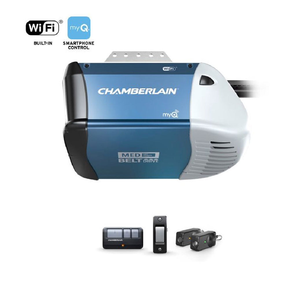 Chamberlain B353 Belt Drive Smart Garage Door Opener, 1/2 Hp