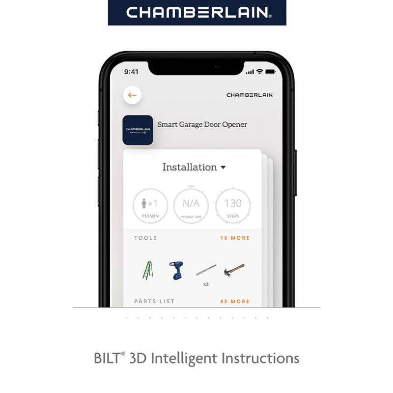 Chamberlain B6753T Secure View Smart Garage Door Opener, 1.25 HP