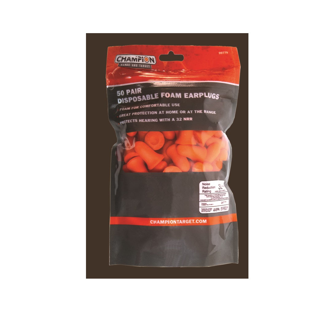 Champion 99779 Disposable Foam Ear Plugs, Polypropylene, Orange