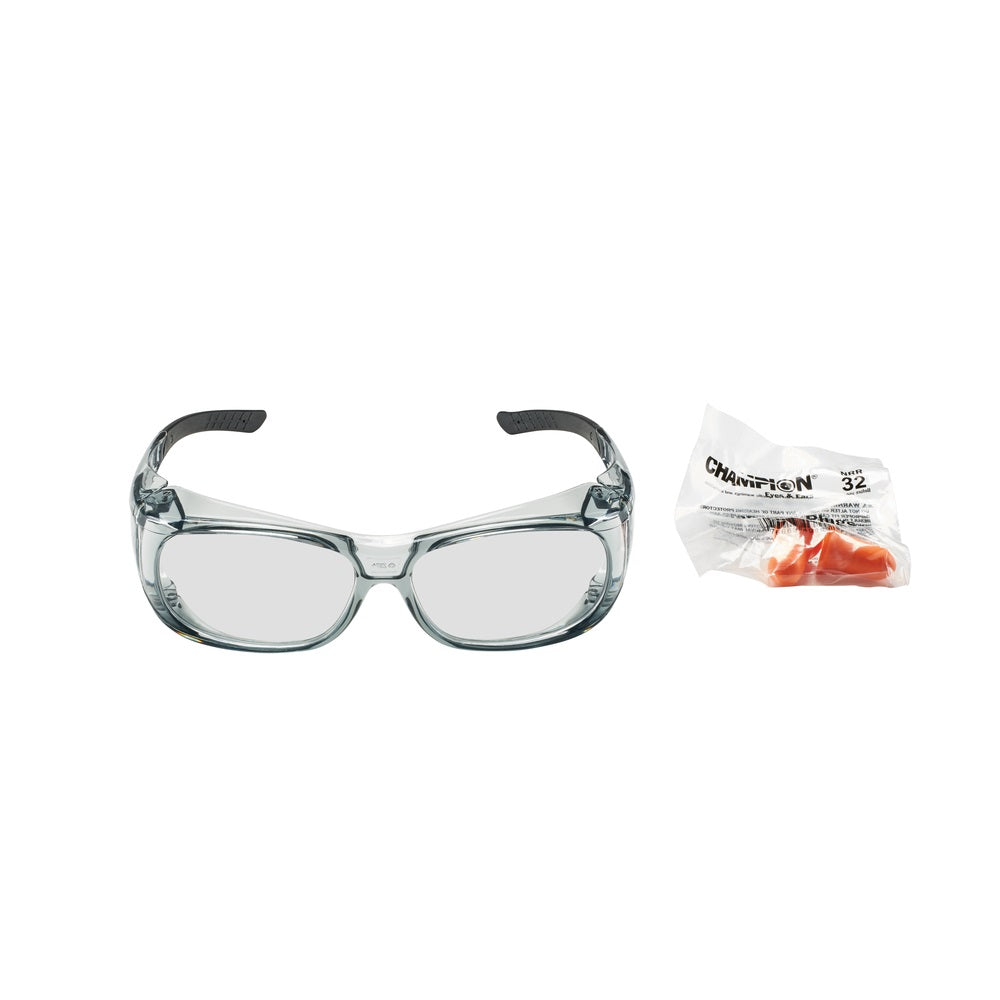 Champion 40710 Eye Protection, Plastic, Black/Clear