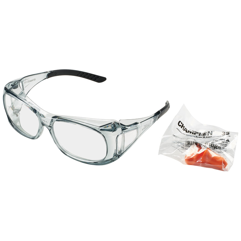 Champion 40710 Eye Protection, Plastic, Black/Clear