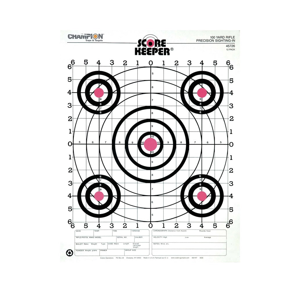 Champion 45726 Sight-In Target, Pack of 12
