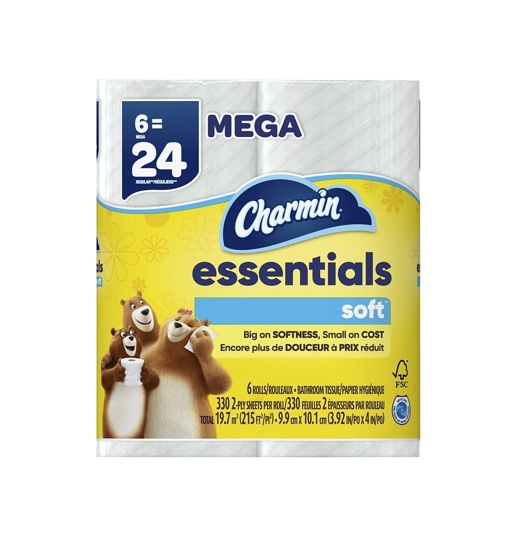 Charmin 20453 Essentials Soft Toilet Paper, Paper, Pack of 6
