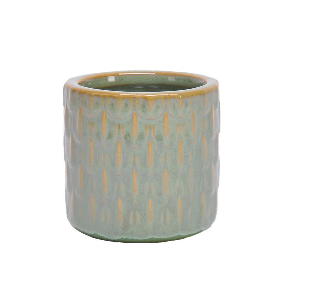 Classic Home & Garden 260037 Feather Ceramic-Celadon Planter, Ceramic