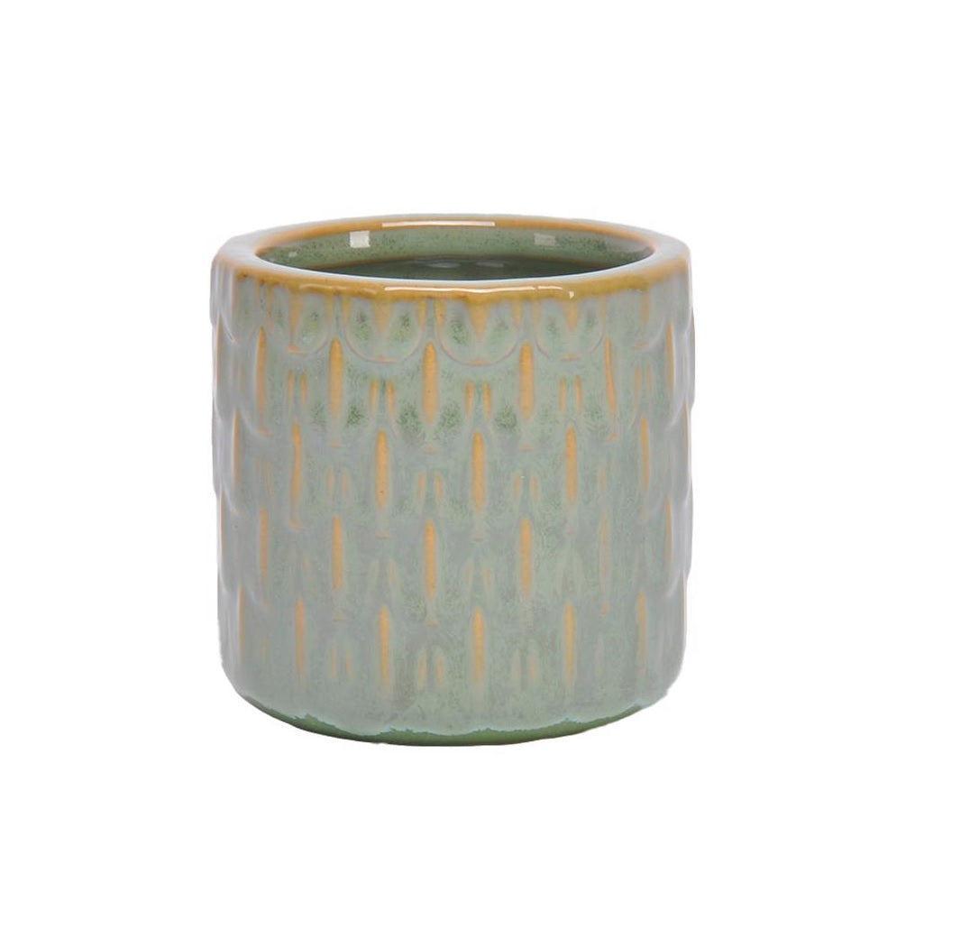 Classic Home & Garden 260038 Feather Ceramic-Celadon Planter, Ceramic