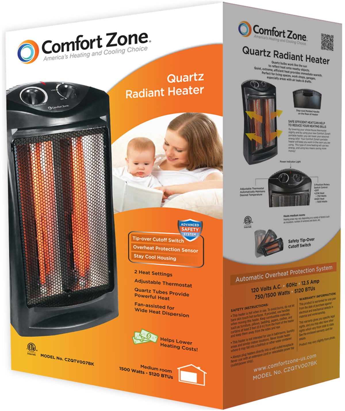 Buy comfort zone radiant quartz tower heater - Online store for heaters, radiant & infrared in USA, on sale, low price, discount deals, coupon code