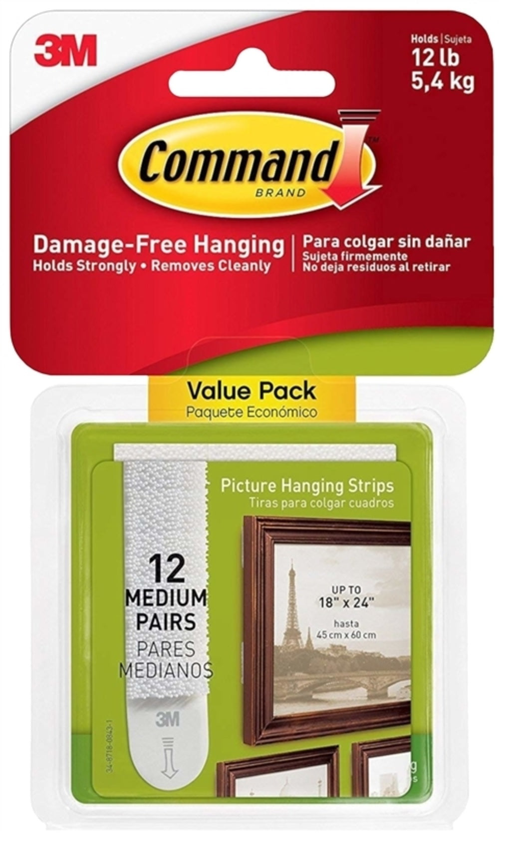 Command 17204-12ES Picture Hanging Strips, White
