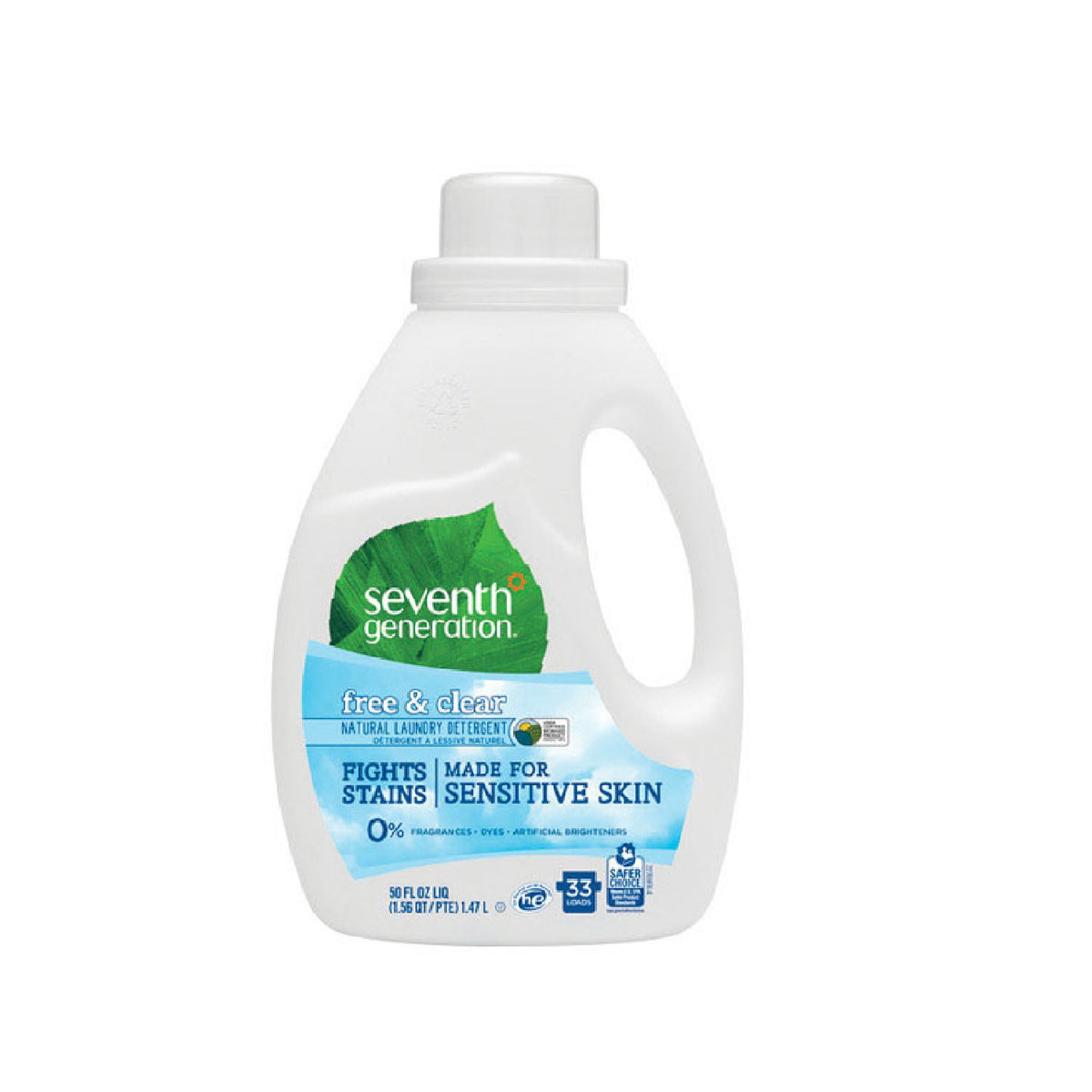 Seventh Generation 100217 Laundry Detergent, Free and Clear Scent, 50 Oz