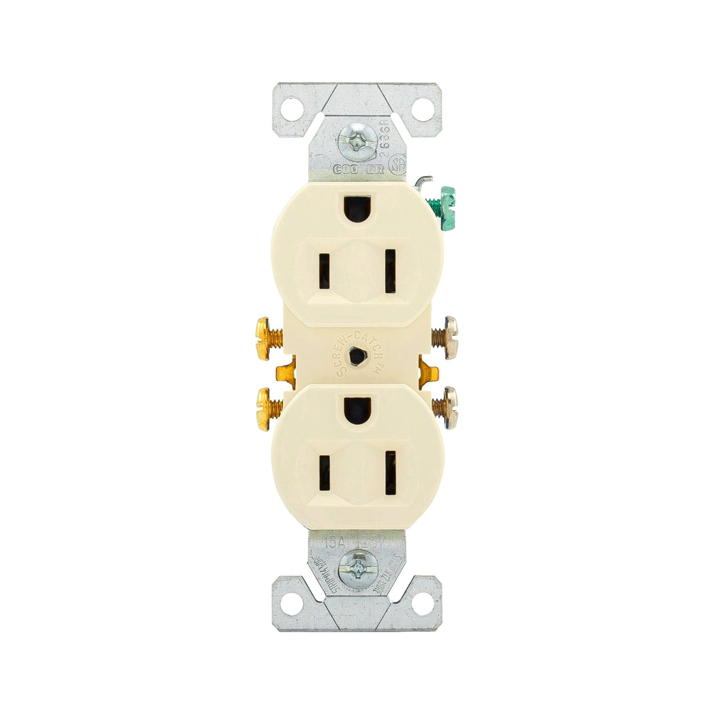 Cooper Wiring 270LA Straight Blade Duplex Receptacle, Light Almond