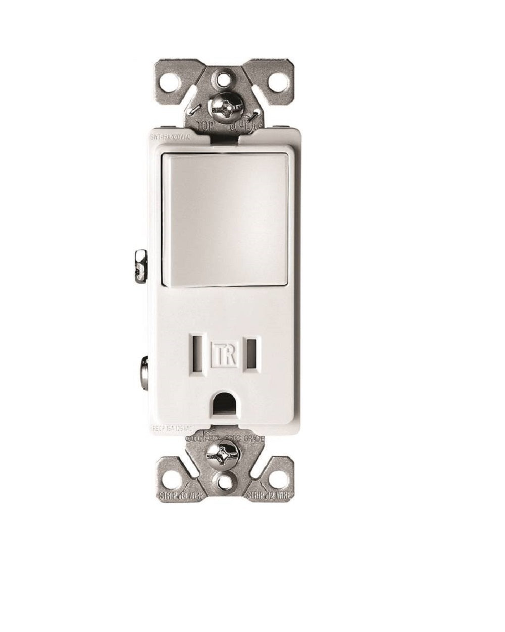 Cooper Wiring TR7730W Tamper Resistant Decorator Combination Switch/Receptacle, 15 Amp, White