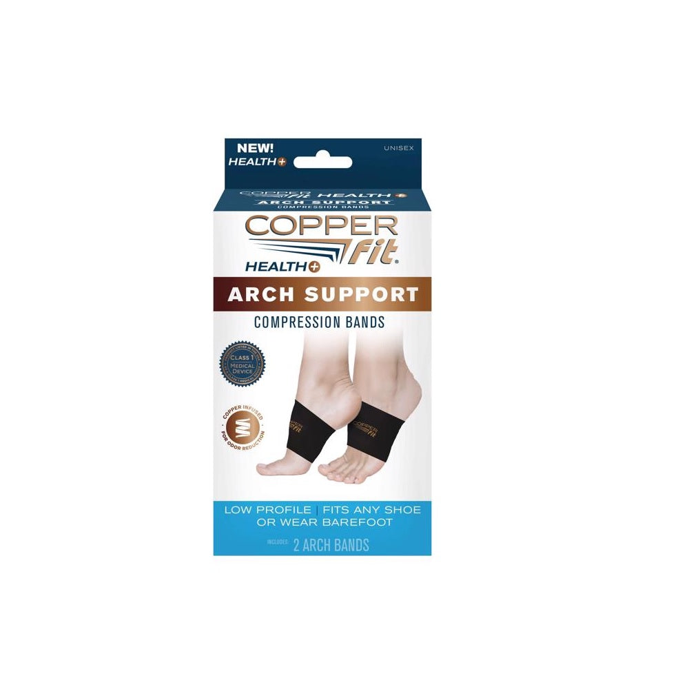 Copper Fit CFACB1SZ Health+ Foot Compression Sleeve, Black