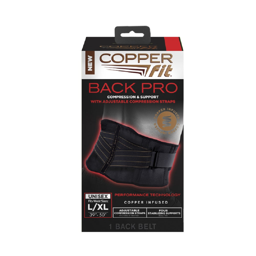 Copper Fit CFBACKLXL Back Support Brace, Black,  L/XL