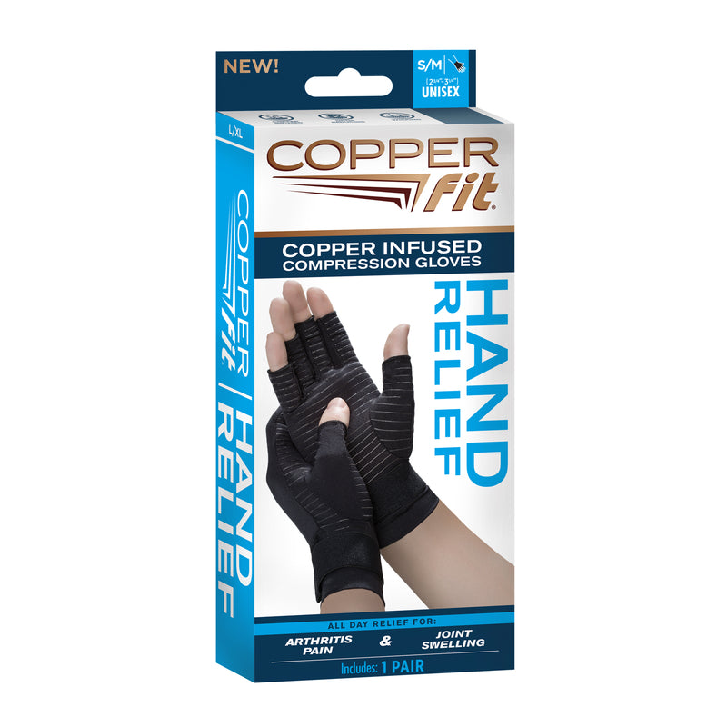 Copper Fit CFRRGL-SM12 Compression Gloves, Nylon/Spandex, 1 pair