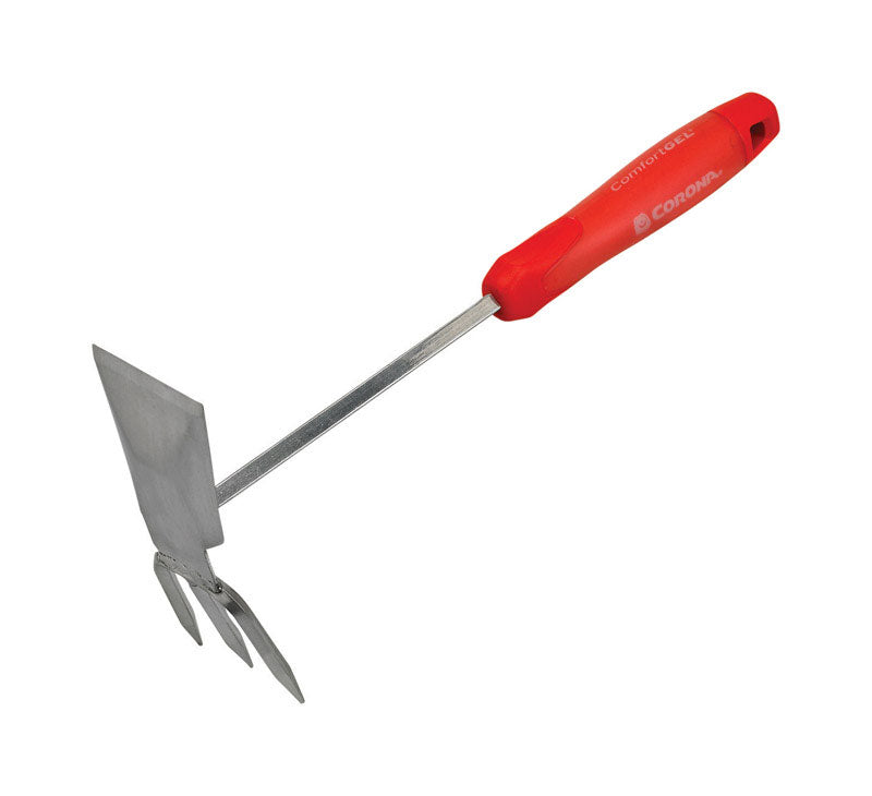 Corona CT 3344 ComfortGEL Ergonomic Handle Cultivator Hoe, Steel, Red, 7"