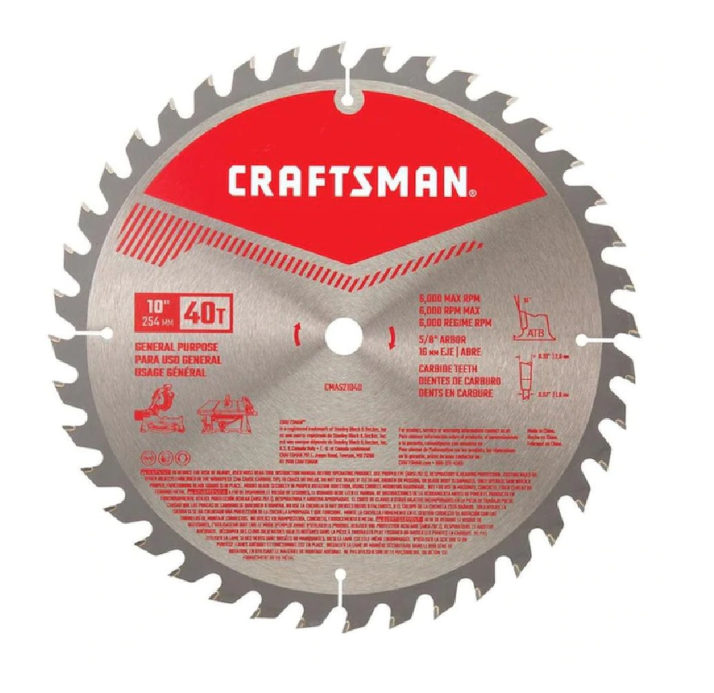 Craftsman CMAS21040 Carbide Circular Saw Blade, 40 Teeth